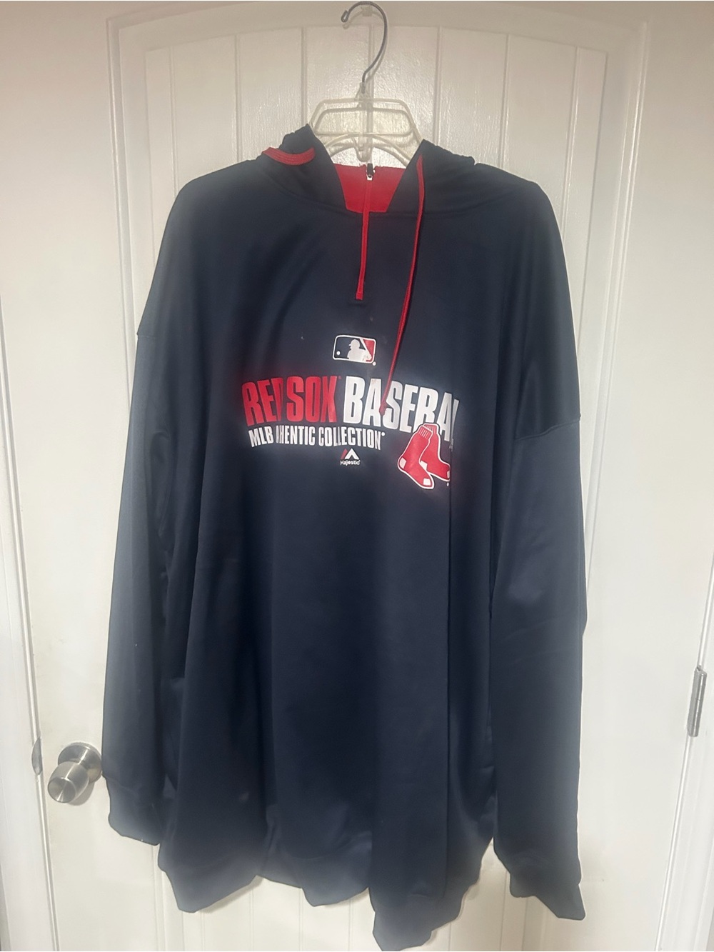 Men's 5Xl Majestic Navy and Red Sox Baseball Zip-Up Hoodie